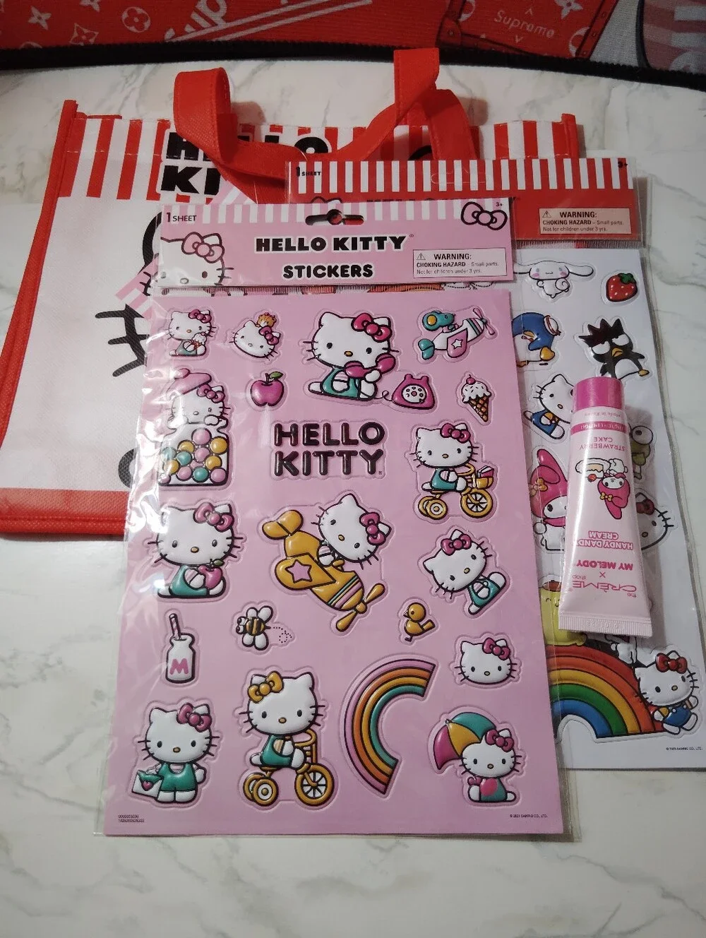 Hello Kitty Red & White Tote Gift Set with Stickers
